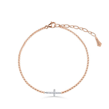 Zlatý dámský náramek DF 5832 z kombinace růžového a bílého zlata, s brilianty