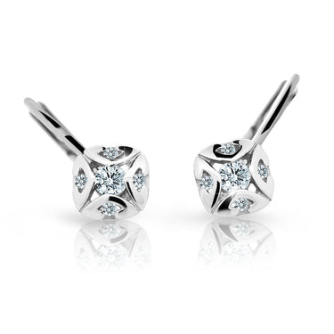 Dětské náušnice Danfil C2250 z bílého zlata s kamínky White, zapínání klapka