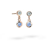 Dětské visací visací náušnice Danfil C1537 z růžového zlata s kamínkem Arctic Blue, zapínání puzeta