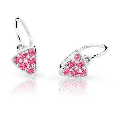 Dětské náušnice Danfil C2207 z bílého zlata s kamínky Tcf Red, zapínání brizura