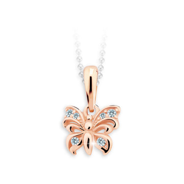 Dětský přívěsek Danfil Motýlek C2226 z růžového zlata s kamínky White