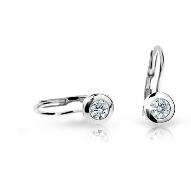 Dětské náušnice Danfil C1537 z bílého zlata s kamínkem White, zapínání klapka