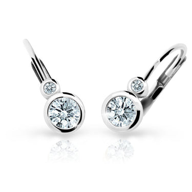 Dětské náušnice Danfil C1984 z bílého zlata s kamínky White, zapínání klapka