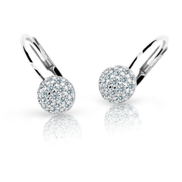 Dětské náušnice Danfil C2150 z bílého zlata s kamínky White, zapínání klapka