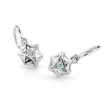 Dětské náušnice Danfil C2209 z bílého zlata s kamínkem White, zapínání brizura