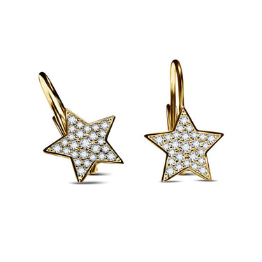Dámské náušnice Danfil hvězdičky C5425 ze žlutého zlata se zirkony White