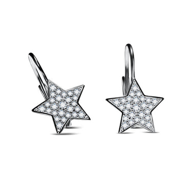 Dámské náušnice Danfil hvězdičky C5425 z bílého zlata se zirkony White