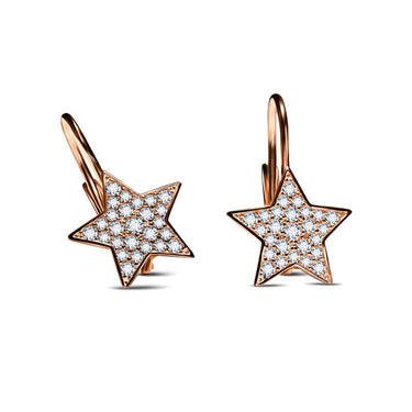 Dámské náušnice Danfil hvězdičky C5425 z růžového zlata se zirkony White
