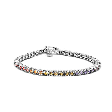 Dámský tenisový náramek DF 2557 z bílého zlata, s přírodními barevnými safíry, velikost L