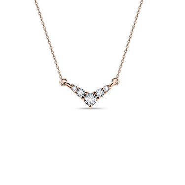 Zlatý dámský náhrdelník DF 4215, růžové zlato, s řetízkem a brilianty