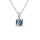Zlatý dámský přívěsek DF 5168, růžové zlato, topaz Blue s diamanty