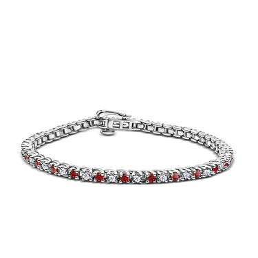 Dámský tenisový náramek DF 2557 z bílého zlata, s rubíny a bílými safíry, velikost S