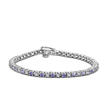 Dámský tenisový náramek DF 2557 z bílého zlata, s tanzanity a bílými safíry