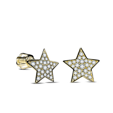 Dámské náušnice Danfil hvězdičky C5425 ze žlutého zlata se zirkony White, zapínání balónek