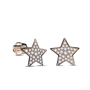 Dámské náušnice Danfil hvězdičky C5425 z růžového zlata se zirkony White, zapínání balónek