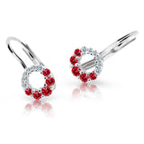 Dětské náušnice Danfil C2154 z bílého zlata s kamínky Ruby Dark, zapínání klapka