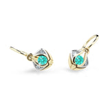Dětské náušnice Danfil C2217 ze žlutého zlata s kamínkem Mint Green, zapínání brizura