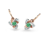 Dětské náušnice Danfil C2203 z růžového zlata s kamínkem Emerald Green, zapínání brizura