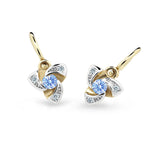 Dětské náušnice Danfil C2203 ze žlutého zlata s kamínkem Arctic Blue, zapínání brizura