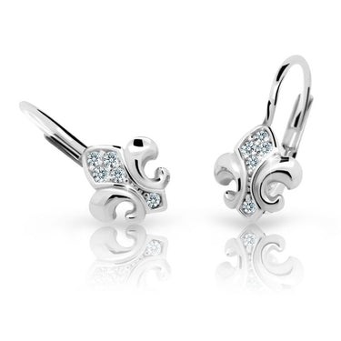Dětské náušnice Danfil C2219 z bílého zlata s kamínky White, zapínání klapka