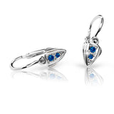 Dětské náušnice Danfil C1899 z bílého zlata s kamínky Dark Blue, zapínání brizura
