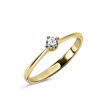 Zlatý zásnubní prsten DF 2806, žluté zlato, s briliantem