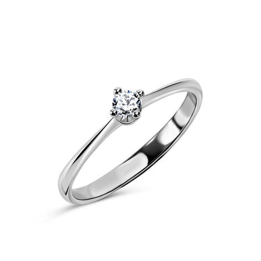 Zlatý zásnubní prsten DF 2806, bílé zlato, s briliantem