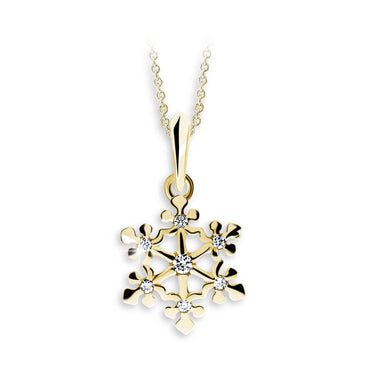 Zlatý přívěsek vločka DF 2936, žluté zlato, s briliantem