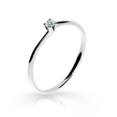 Zlatý zásnubní prsten DF 2943, bílé zlato, s briliantem