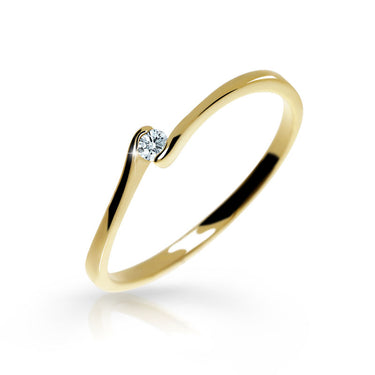 Zlatý zásnubní prsten DF 2947, žluté zlato, s briliantem