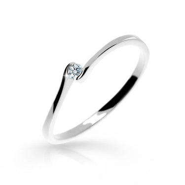 Zlatý zásnubní prsten DF 2947, bílé zlato, s briliantem