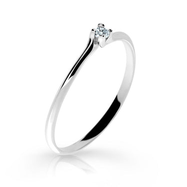 Zlatý zásnubní prsten DF 2948, bílé zlato, s briliantem