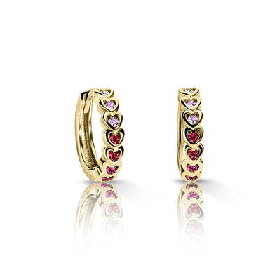 Dětské náušnice Danfil kroužky C 3341/G0 ze žlutého zlata, s duhovými zirkony