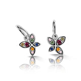 Dětské náušnice Danfil C2259 z bílého zlata s duhovými zirkony, zapínání brizura