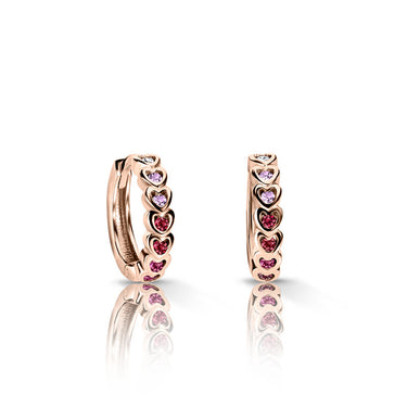 Dětské náušnice Danfil kroužky C 3340/G0 z růžového zlata, s duhovými zirkony