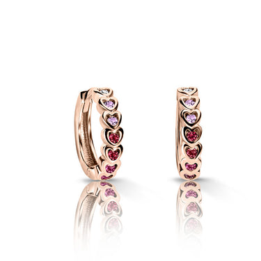 Dětské náušnice Danfil kroužky C 3341/G0 z růžového zlata, s duhovými zirkony