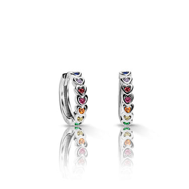 Dětské náušnice Danfil kroužky C 3340/G1 z bílého zlata, s duhovými zirkony