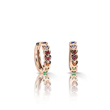 Dětské náušnice Danfil kroužky C 3340/G1 z růžového zlata, s duhovými zirkony