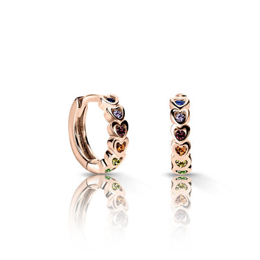 Dětské náušnice Danfil kroužky C3339 ze žlutého zlata, s duhovými zirkony