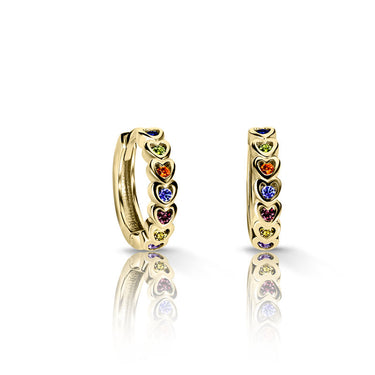 Dětské náušnice Danfil kroužky C 3341 ze žlutého zlata, s duhovými zirkony