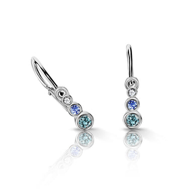 Dětské náušnice Danfil C2255 z bílého zlata s mintovými, světle modrými a bílými kamínky, zapínání brizura