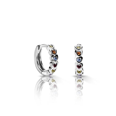 Dětské náušnice Danfil kroužky C3339 z bílého zlata, s duhovými zirkony