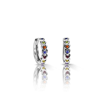 Dětské náušnice Danfil kroužky C 3340/G2 z bílého zlata, s duhovými zirkony