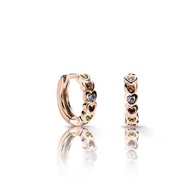 Dětské náušnice Danfil kroužky C3339/G2 z růžového zlata, s duhovými zirkony