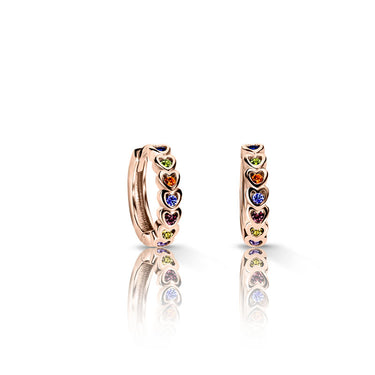 Dětské náušnice Danfil kroužky C 3340/G2 z růžového zlata, s duhovými zirkony