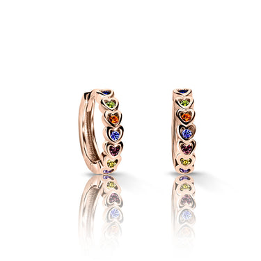 Dětské náušnice Danfil kroužky C 3341 z růžového zlata, s duhovými zirkony