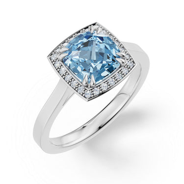 Prsten DF 3148, bílé zlato, s Blue Sky Topazem a diamanty