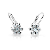Dětské náušnice Danfil kytičky C2247 z bílého zlata s kamínky White, zapínání klapka