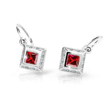 Dětské náušnice Danfil C2501 z bílého zlata s kamínky Ruby Dark, zapínání brizura