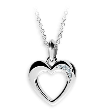 Stříbrný dámský přívěsek DF 2978 s řetízkem, bílé rhodium snow white, s briliantem